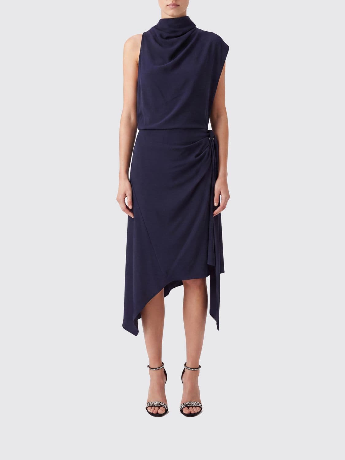 N° 21 One-Shoulder Midi Dress in Viscose with Asymmetrical Draping