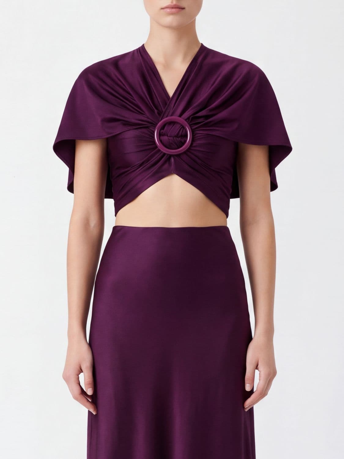 Rabanne Cropped V-Neck Top in Jersey with a Slim Fit