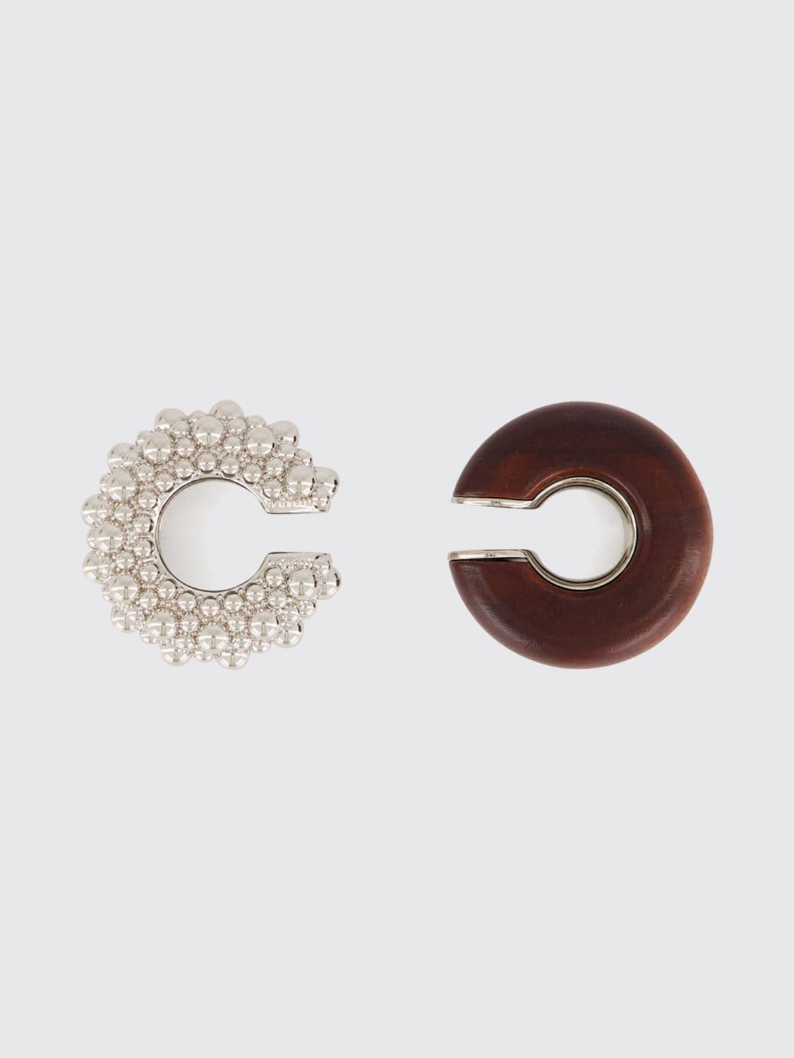 Rabanne Brass and Wood Ear Cuff with Bead Application