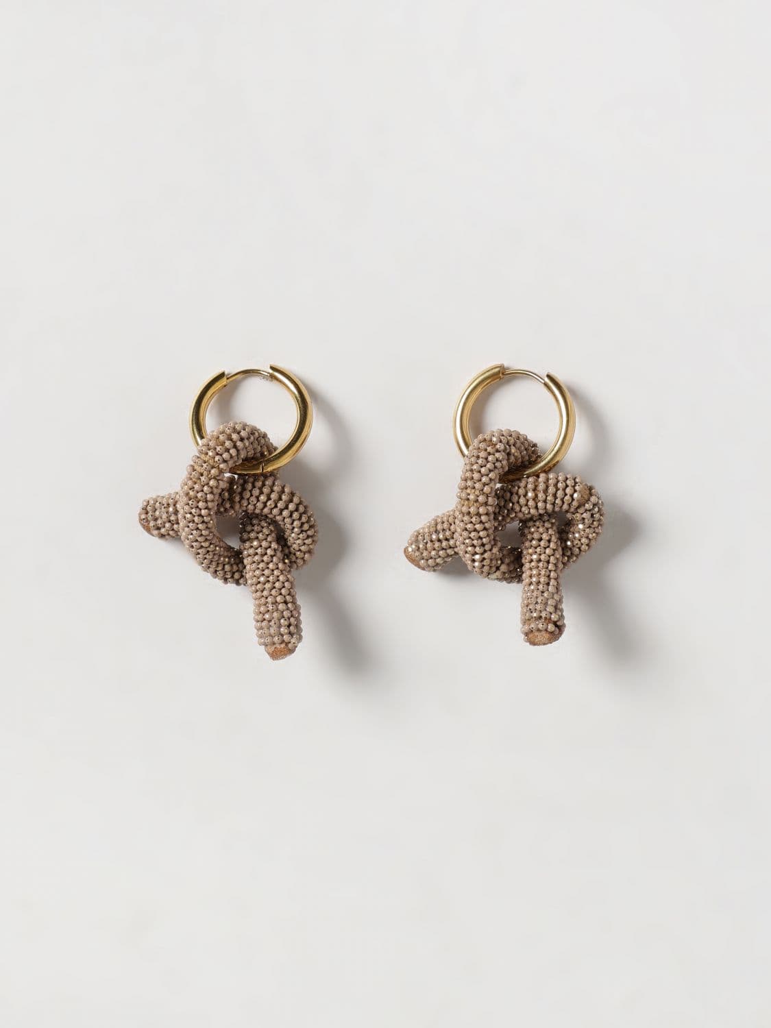 Fabiana Filippi Brass Dangle Earrings with Crystals and Stone Charm