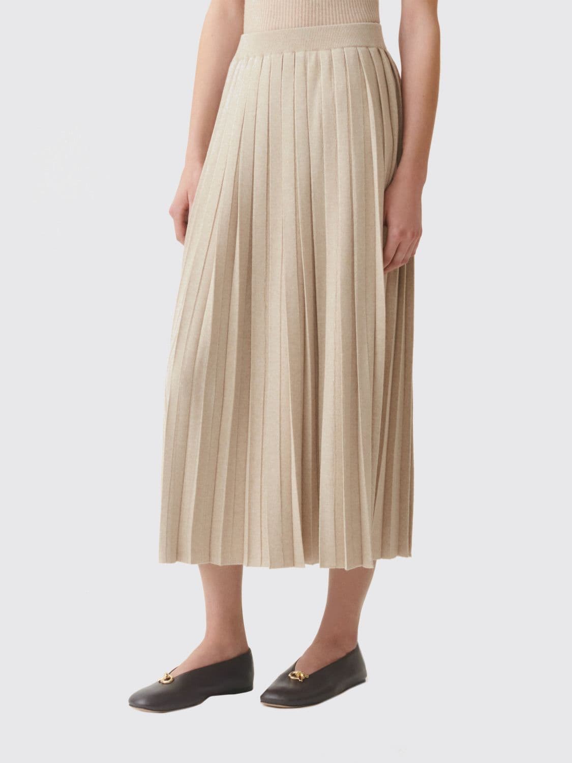 Fabiana Filippi Pleated Wool and Silk Knit Midi Skirt