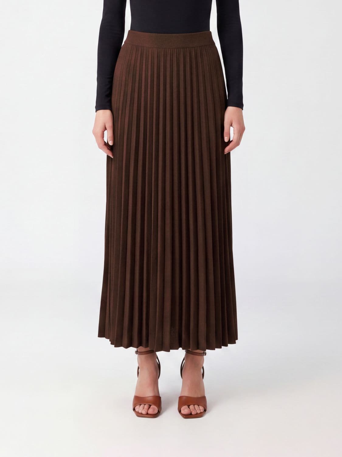Fabiana Filippi Pleated Wool and Silk Knit Midi Skirt