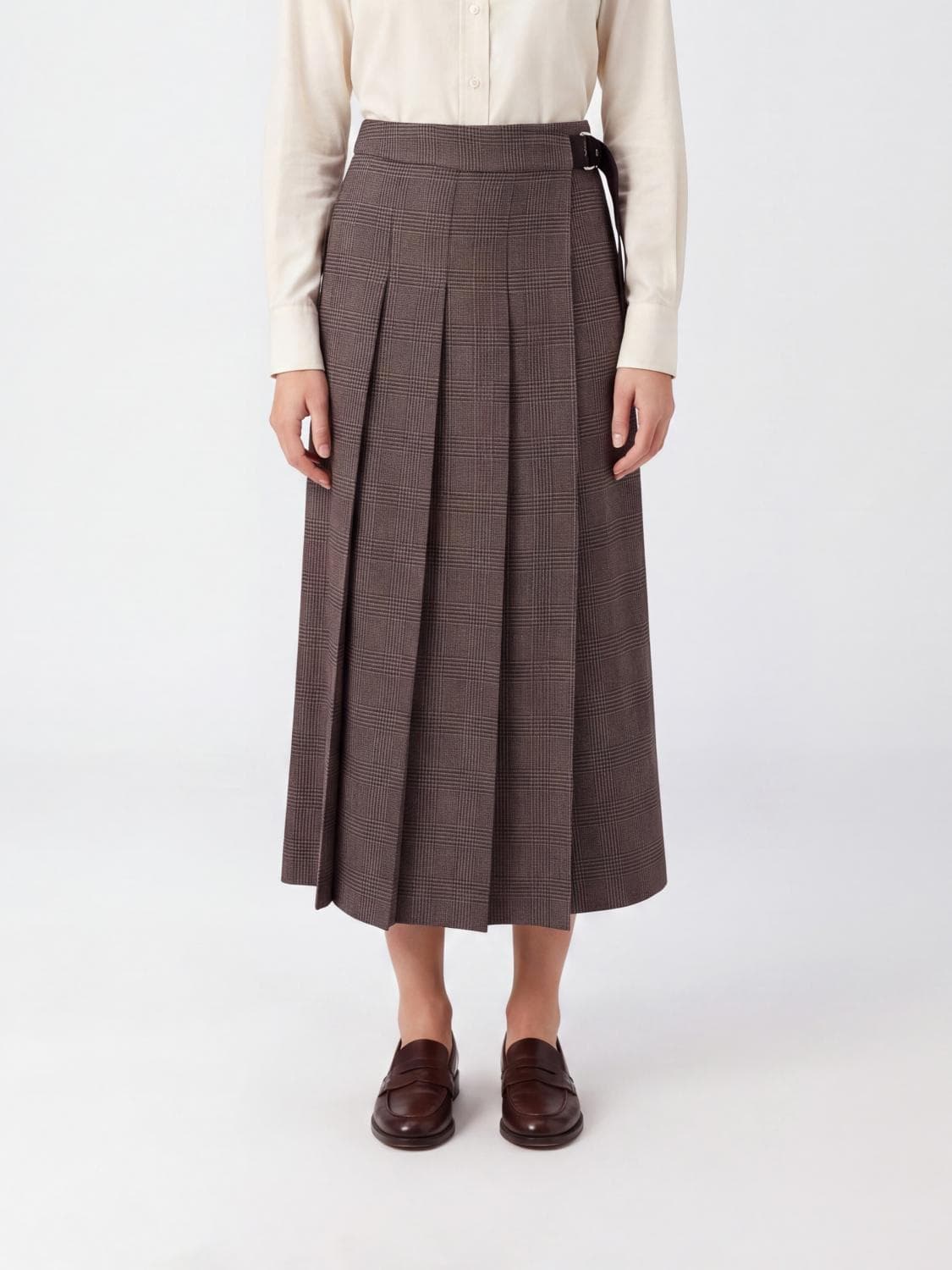 Parosh P. A.R. O.S. H. Riley Prince of Wales Check Pleated Midi Wrap Skirt