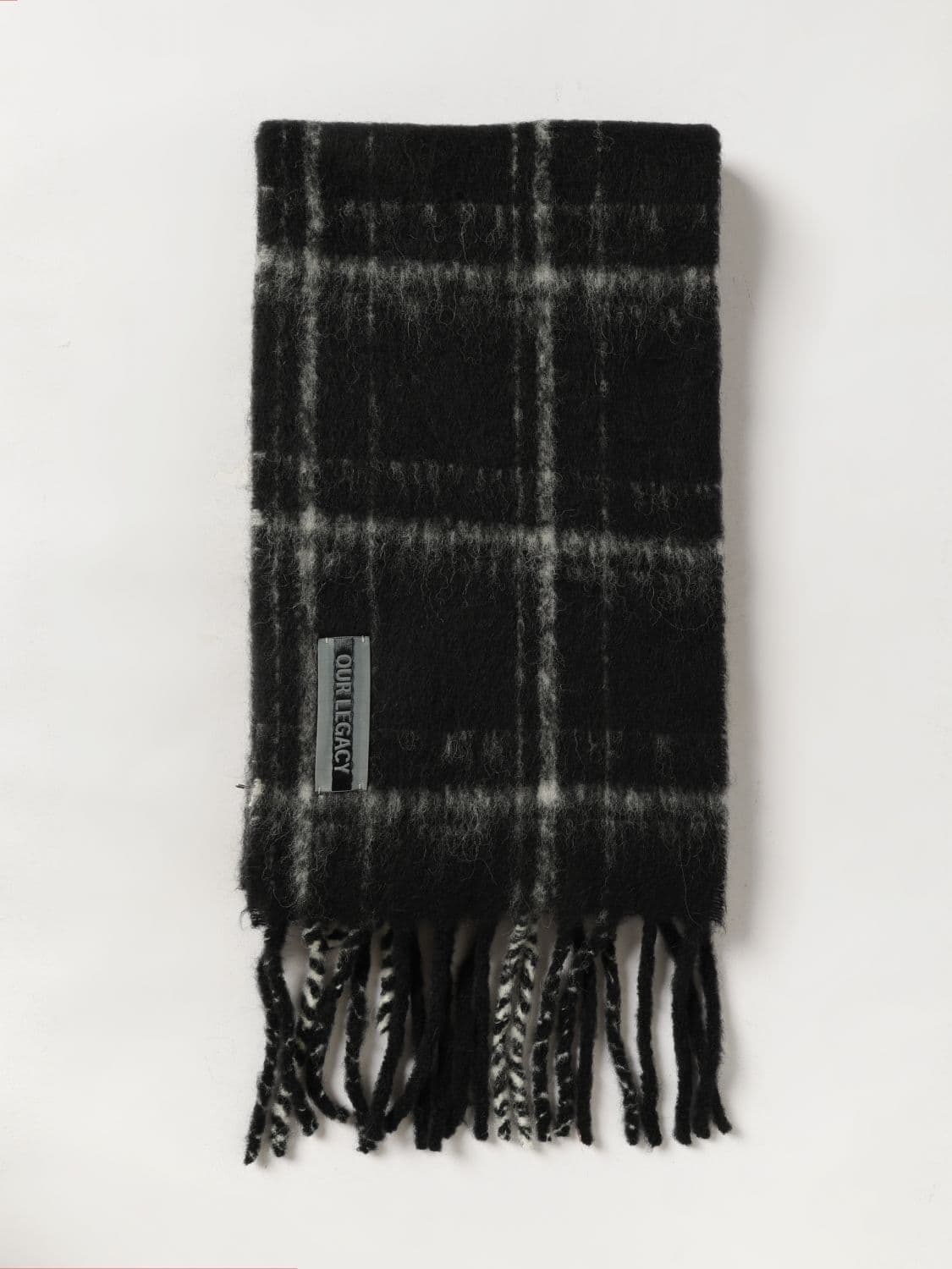 Our Legacy Estate Check Fringed Scarf in an Alpaca and Wool Blend · OS