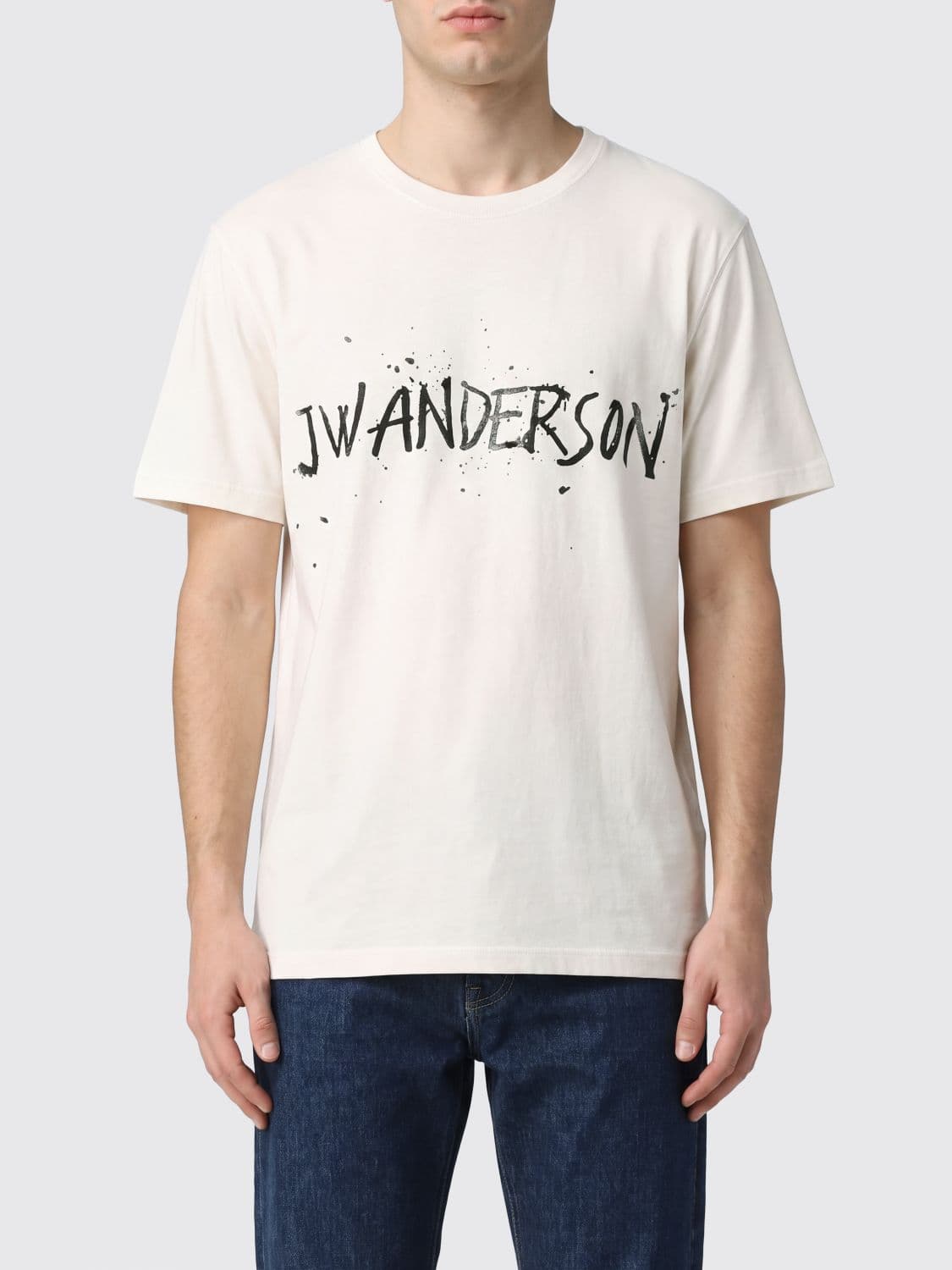 Jw Anderson Crewneck Cotton T-shirt with Printed Logo and Dropped Shoulders