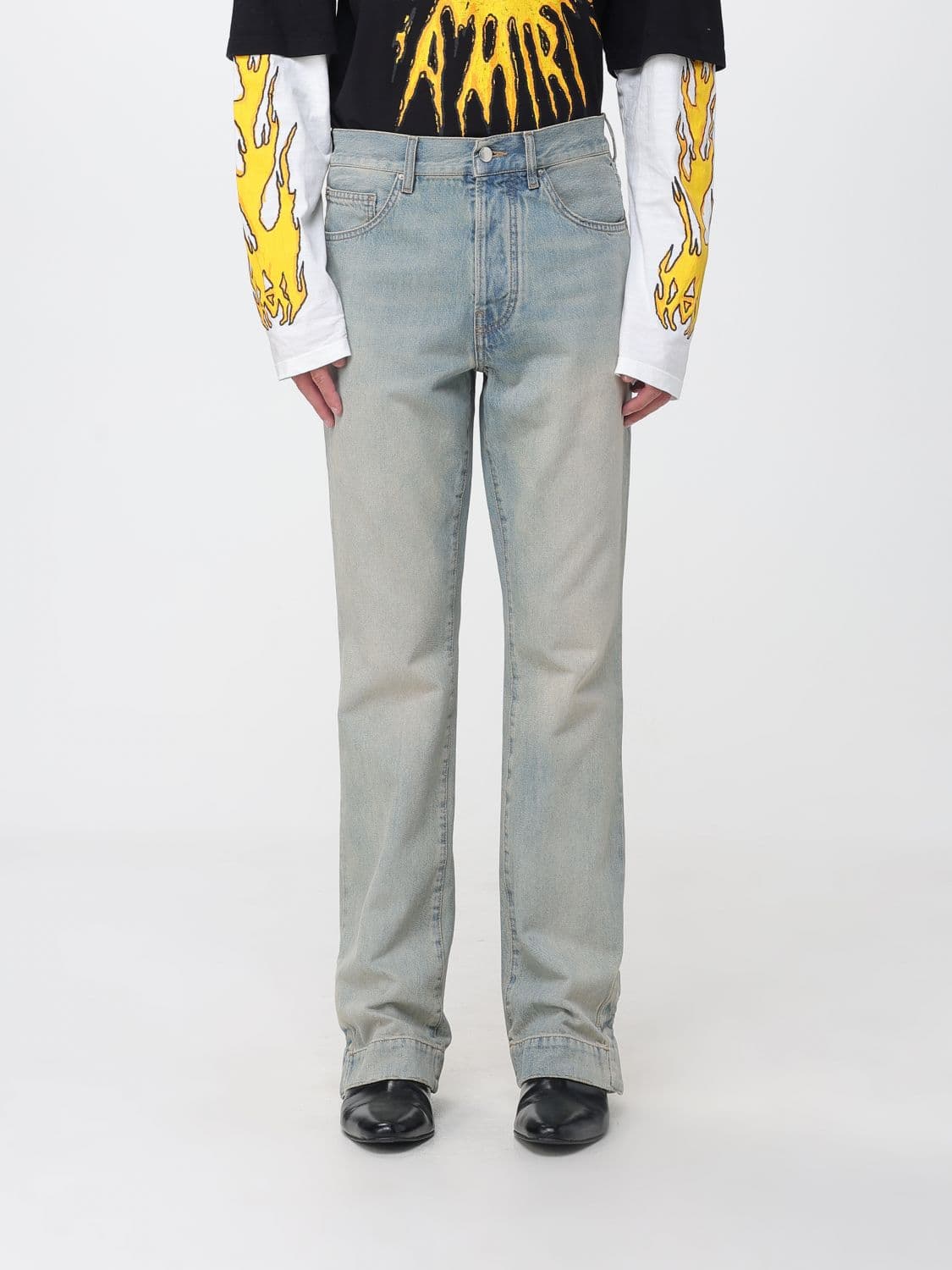 Amiri Straight-Leg Cotton Denim Jeans with Rear Metallic Logo