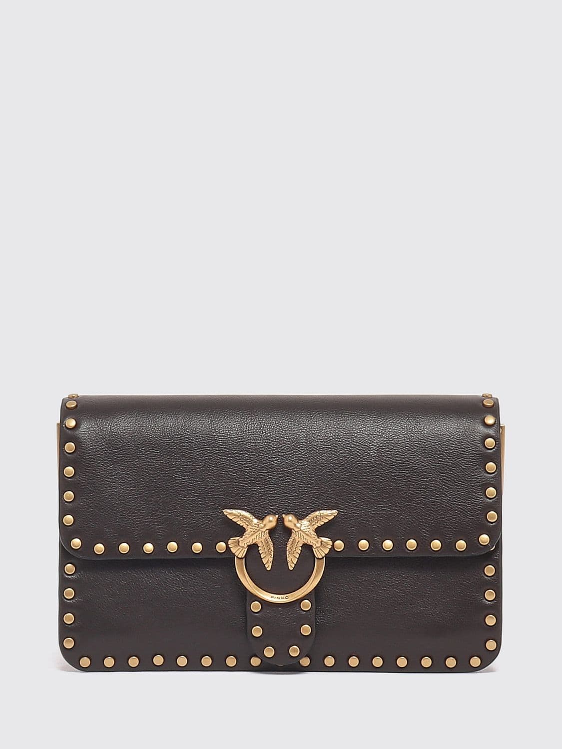 Pinko Love One Slouchy Mini Bag in Leather with Monogrammed Embroidery and Love Birds Logo · OS
