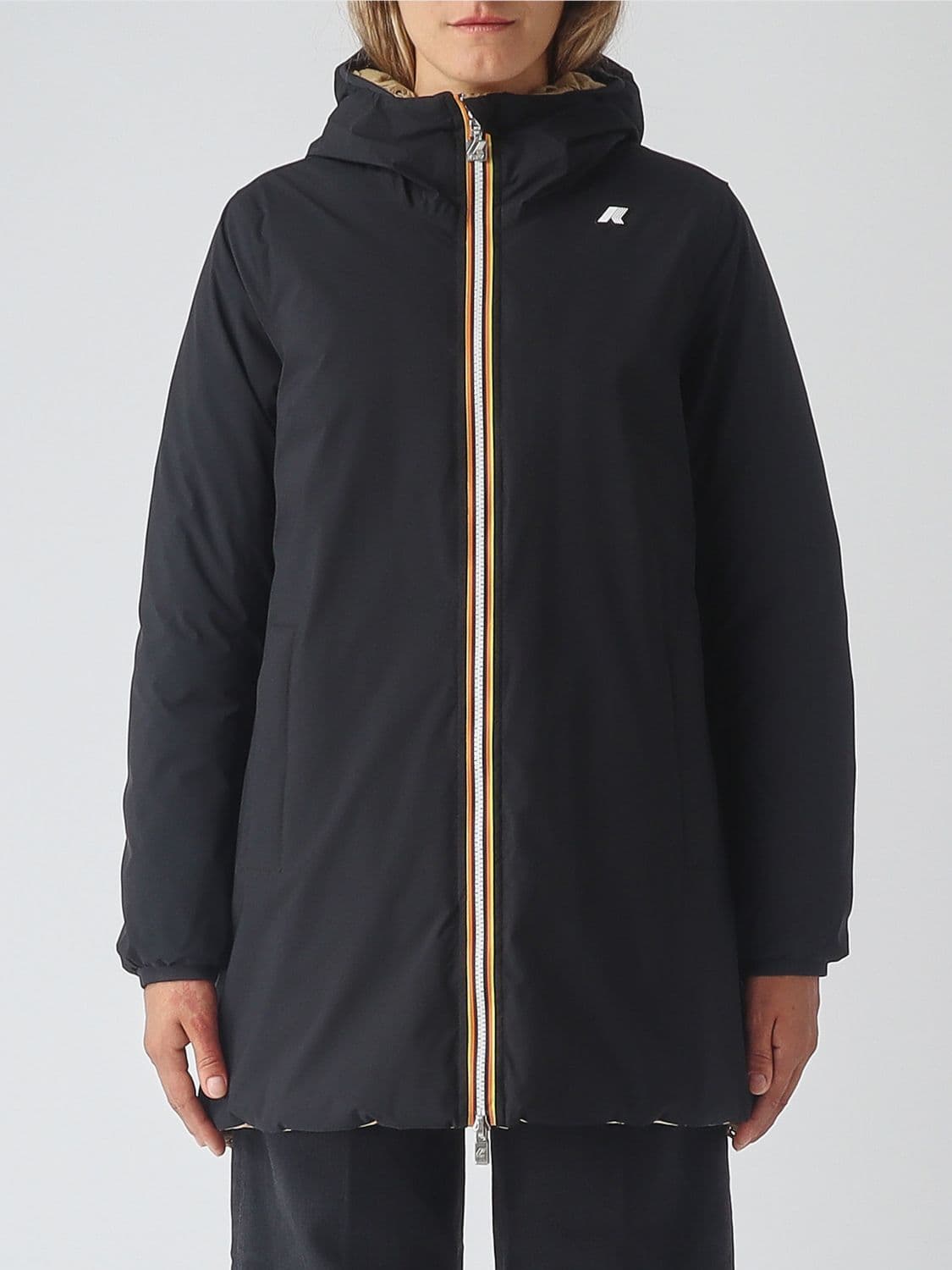 K-Way Denise Reversible and Padded Knee-Length Parka with Hood