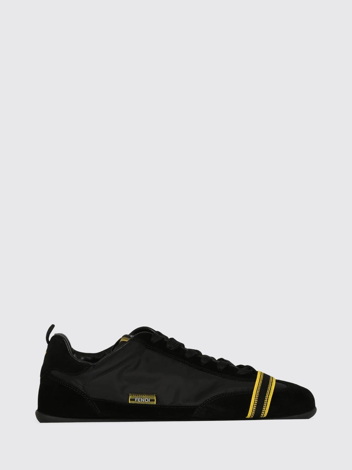 Fendi Wrap Low Top Sneakers in Nylon and Suede with a Striped Pattern