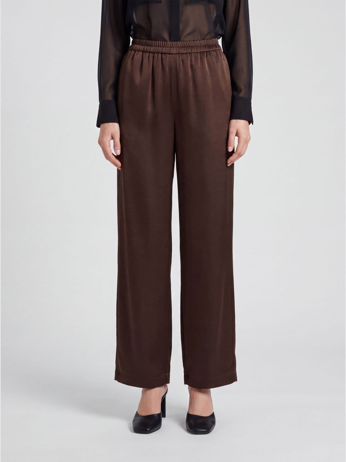 Twinset High-Waisted Straight-Leg Satin Trousers