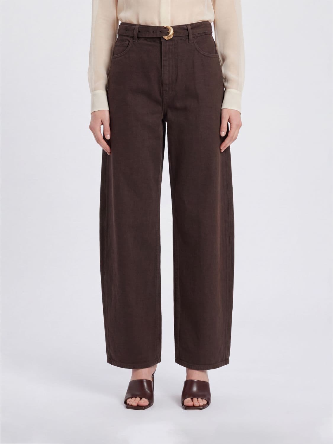 Twinset High-Waisted Baggy Wide-Leg Cotton Trousers