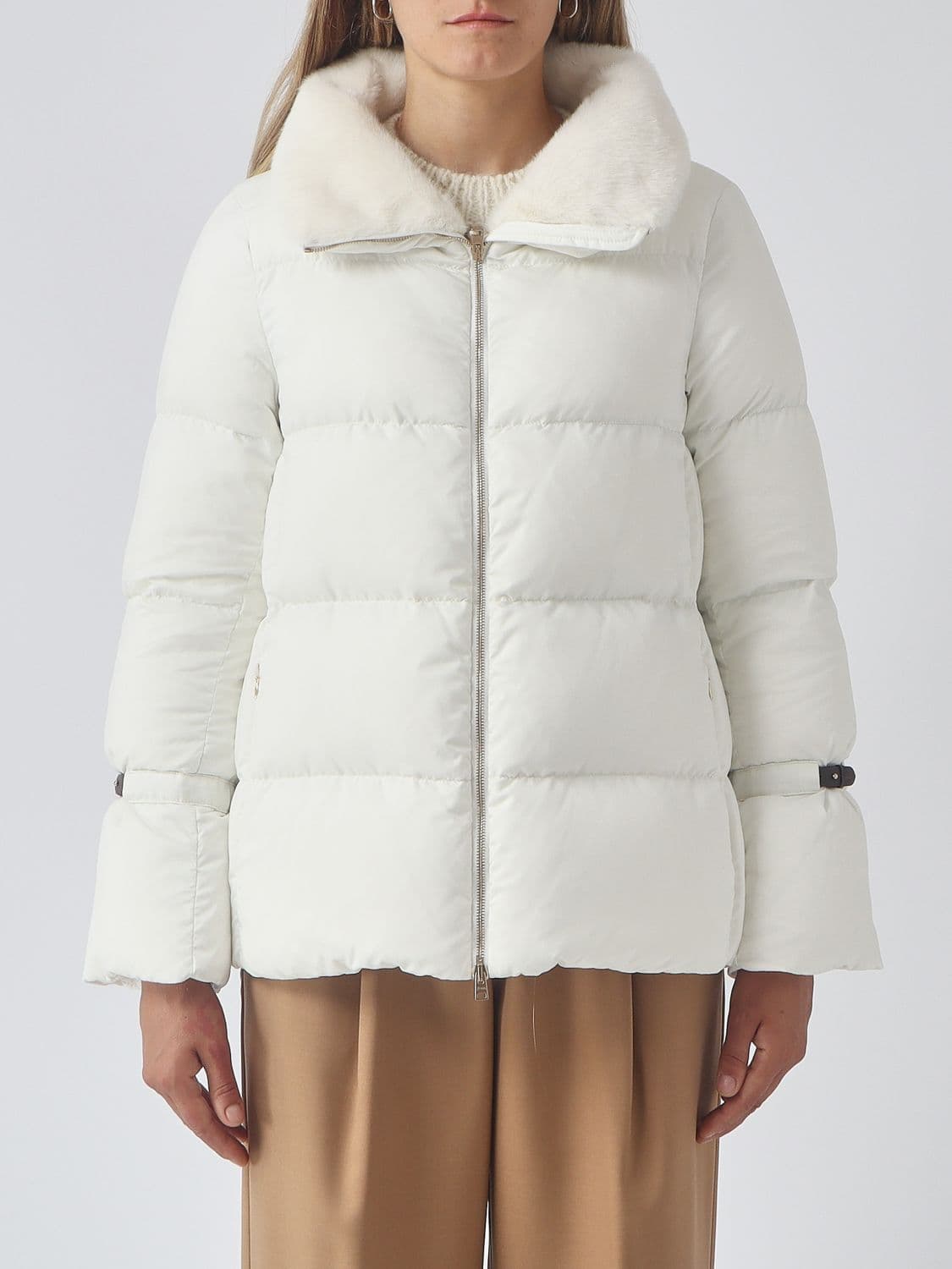 Herno Quilted Ultra-Light Nylon Down Jacket with Fur Collar