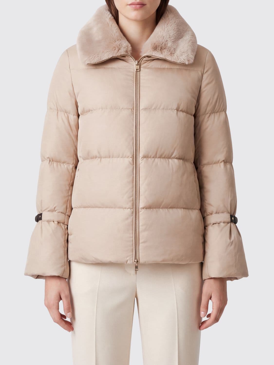 Herno Quilted Ultra-Light Nylon Down Jacket with Fur Collar