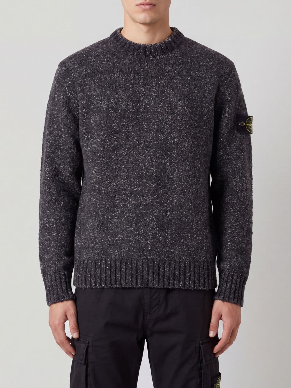 Stone Island Crewneck Sweater in Wool Blend with Compass Logo Patch