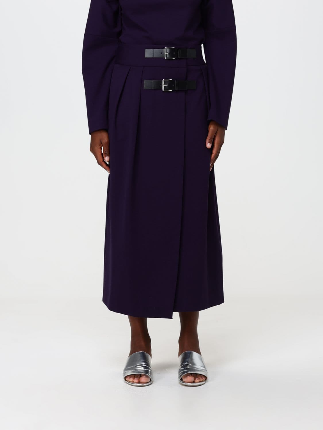 Liviana Conti Claire High-Waisted Crêpe Wrap Midi Skirt