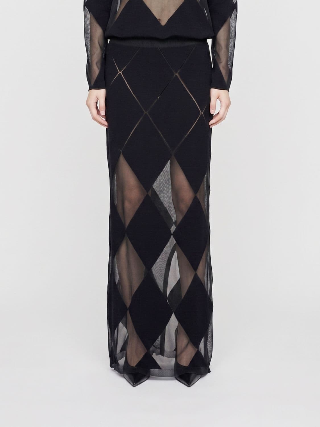 Liviana Conti Plaid Virgin Wool Long Pencil Skirt