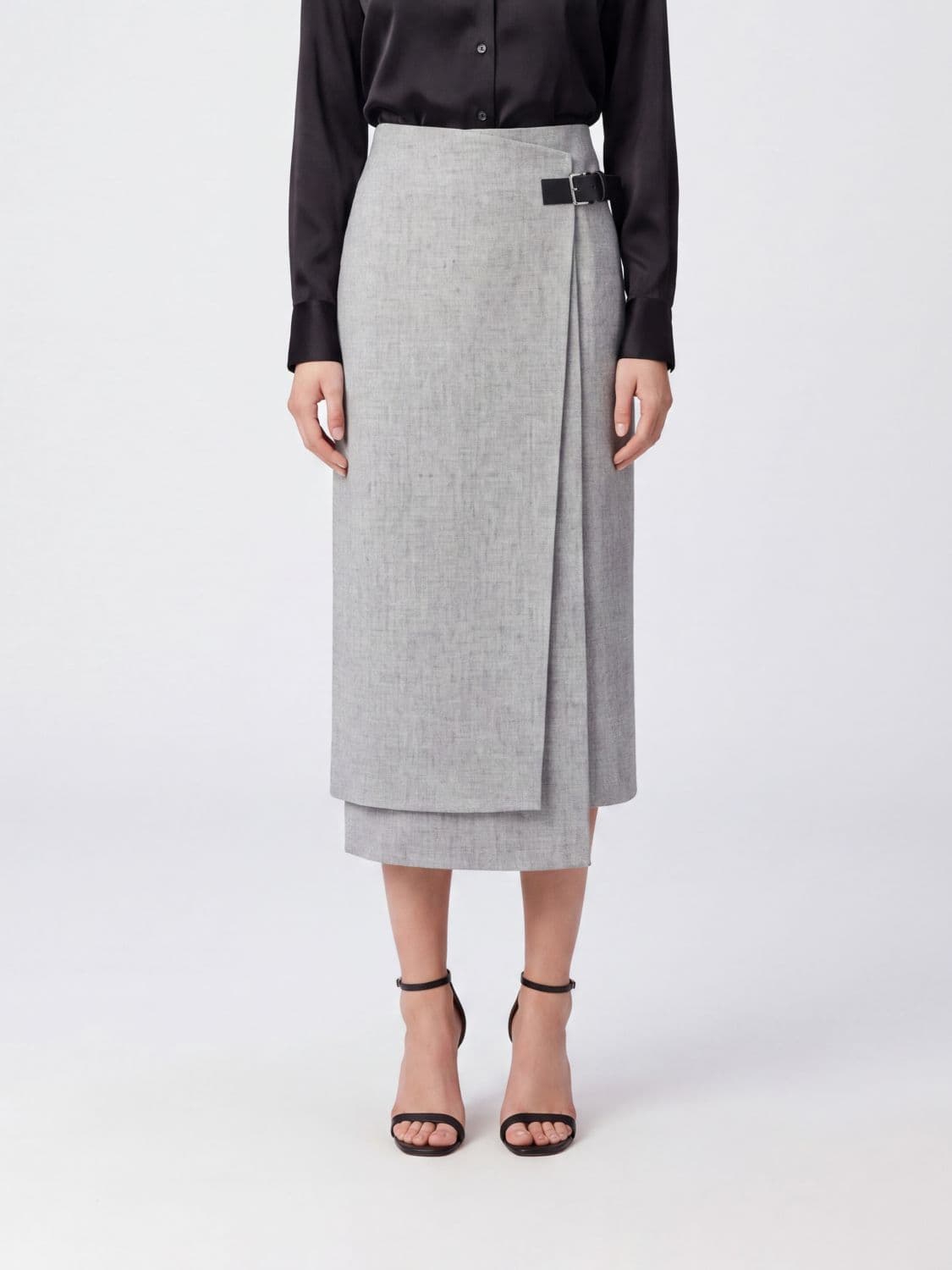 Liviana Conti Midi Wrap Skirt in Wool and Cashmere Blend