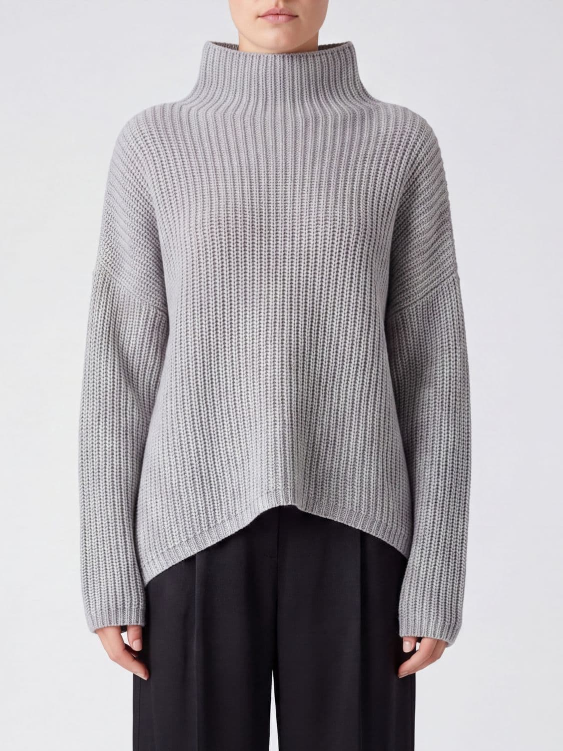Liviana Conti Samira Relaxed Fit Ribbed Wool Blend Roll Neck
