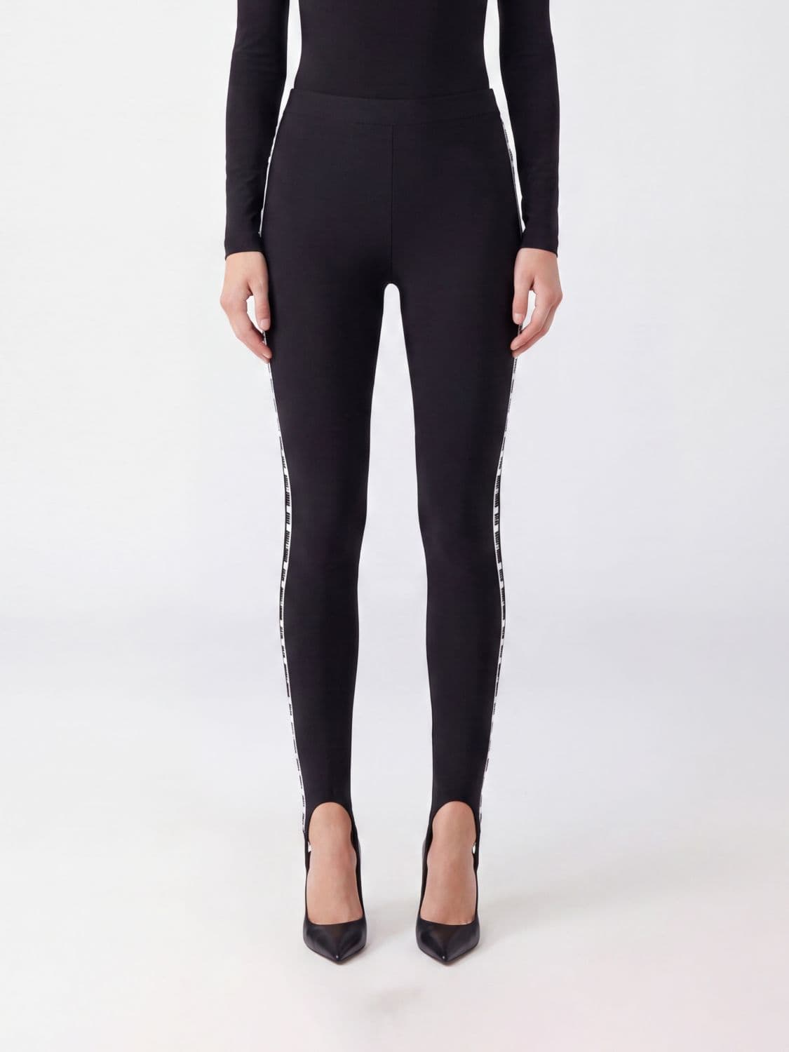 Moschino Couture Skinny-Fit Stretch Technical Fabric Leggings with Side Bands