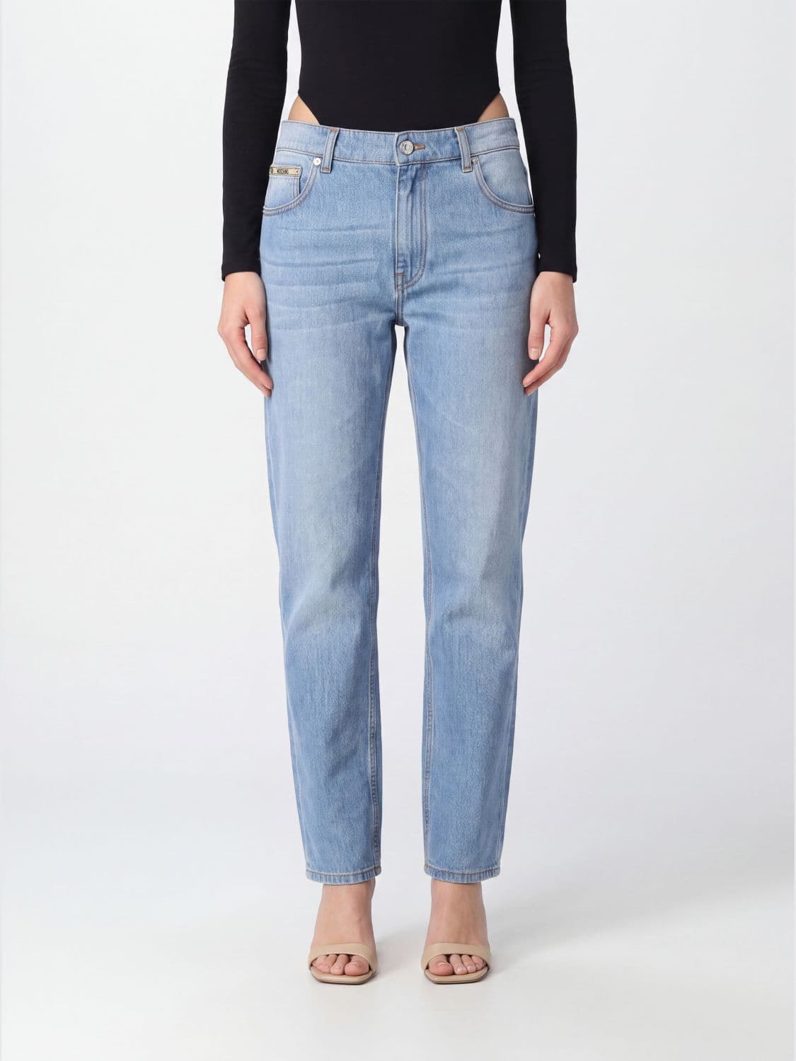 Moschino Couture Mid-Rise Skinny Jeans in Pure Cotton Denim
