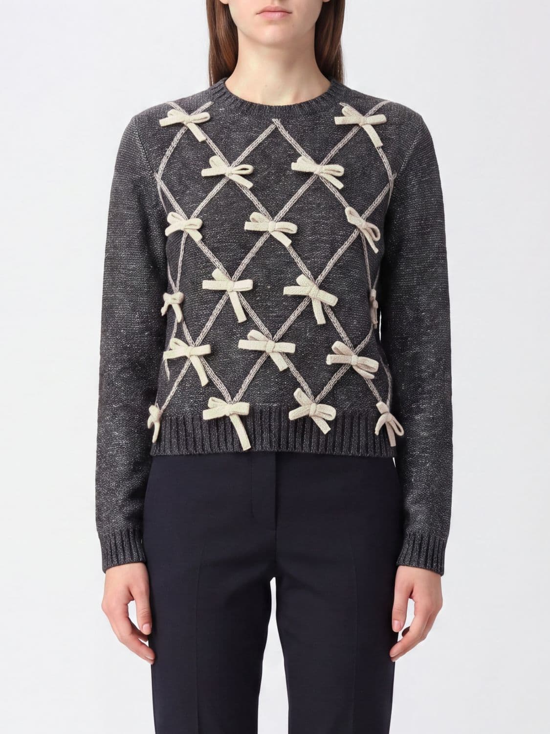Moschino Couture All-Over Bow Wool and Silk Blend Jumper
