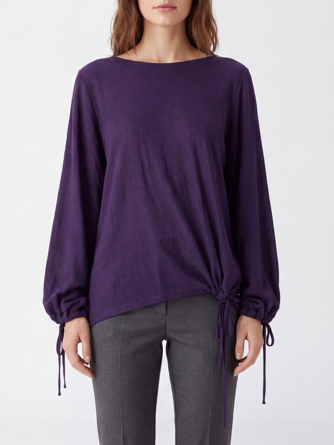 Liviana Conti Cut-Out Virgin Wool Crewneck Jumper with Relaxed Fit