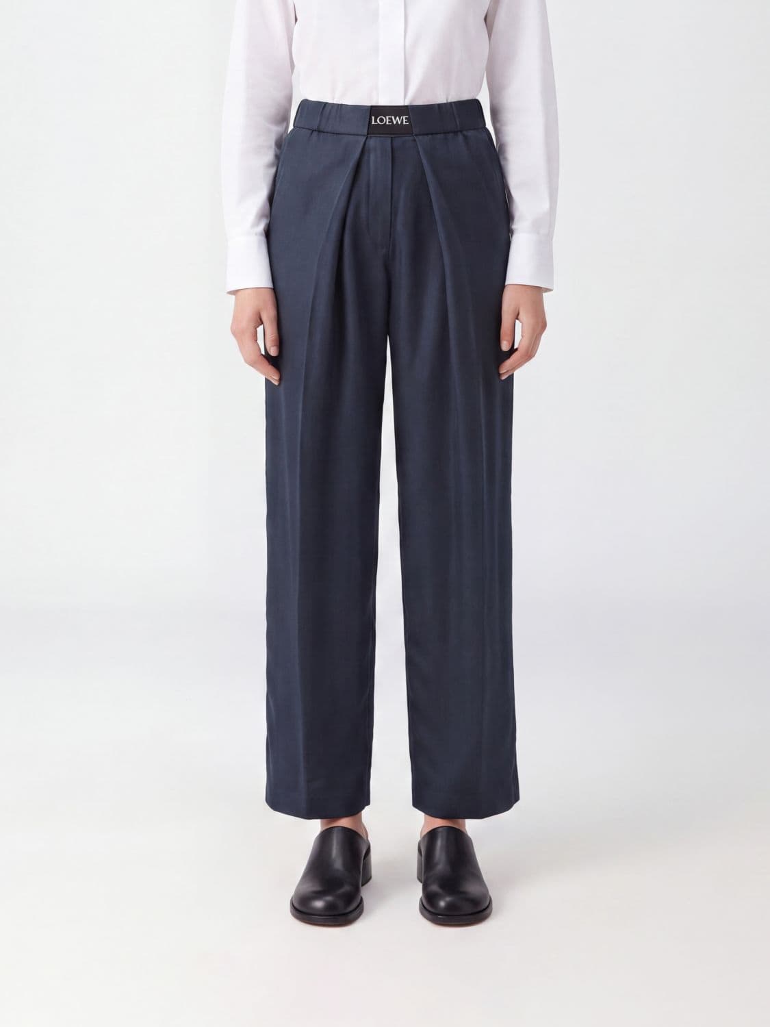 Loewe Wide-Leg Silk Trousers with High Elasticated Waist · M
