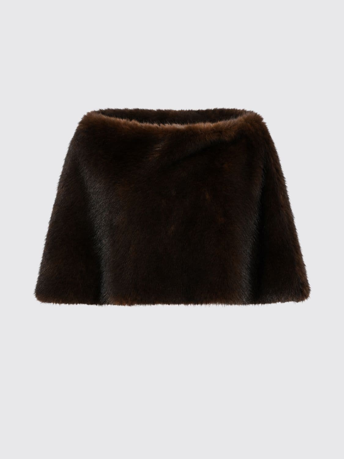 Liviana Conti Flared Stole in Ebony Faux Fur · M