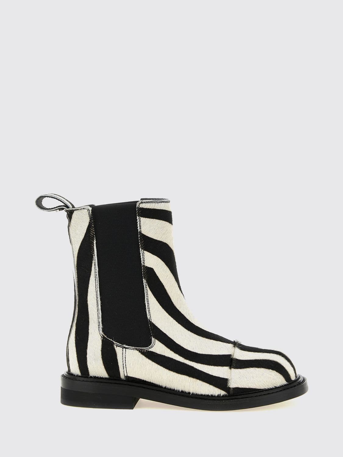 Moschino Couture Zebra Print Leather Chelsea Boots with a Low Heel