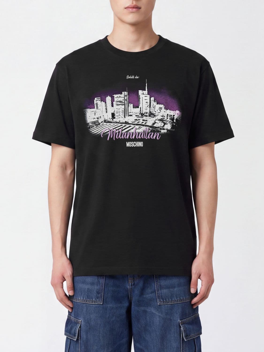 Moschino Couture Short-Sleeved Cotton T-Shirt with Graphic Print