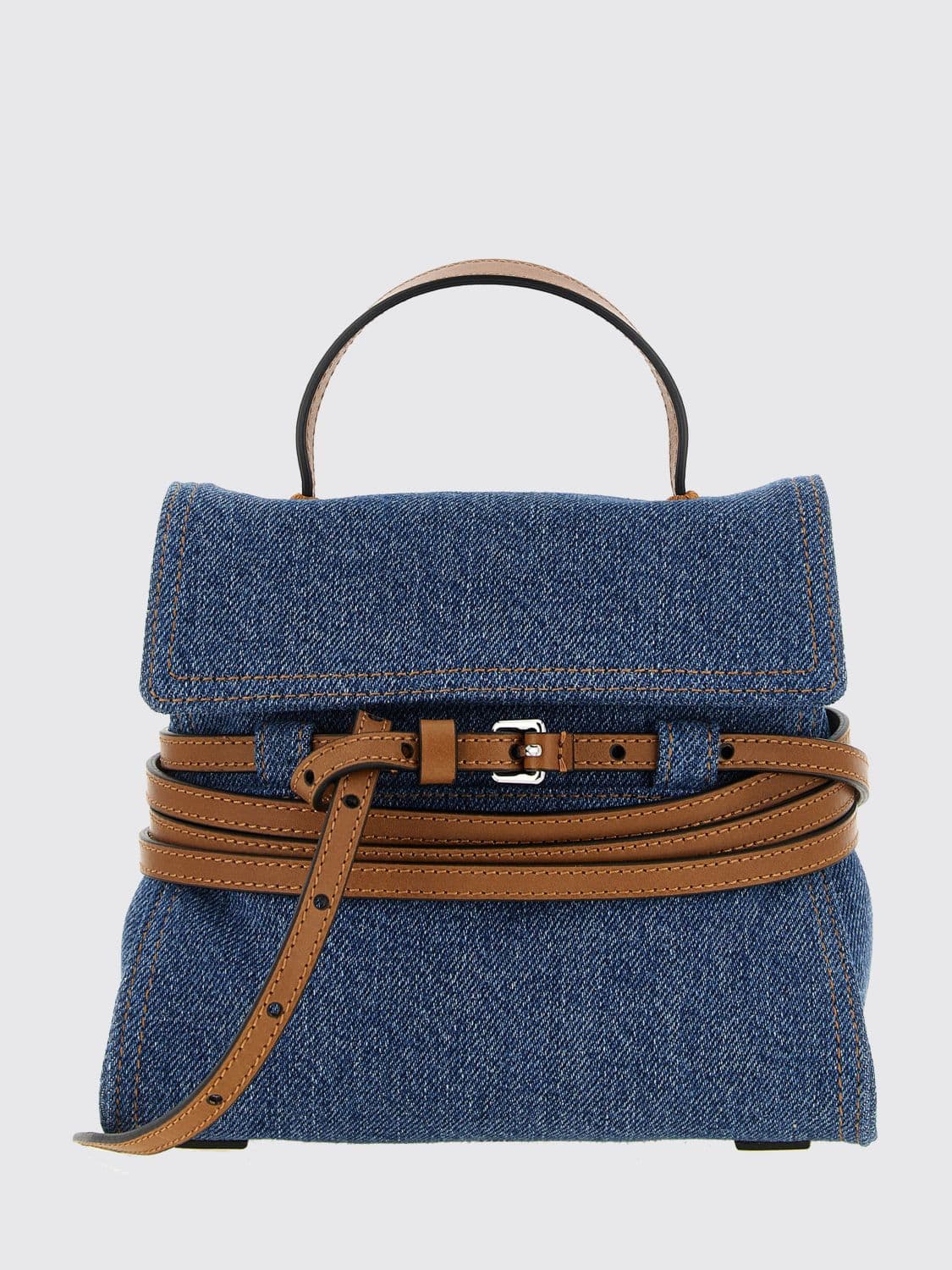 Moschino Couture Tie Me Denim Mini Handbag with Shoulder Strap · OS
