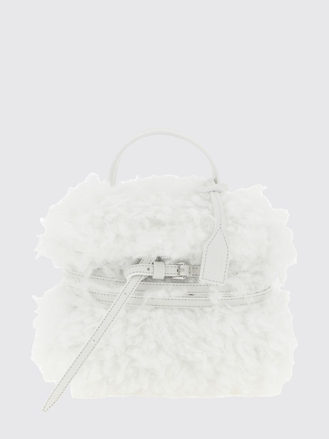Moschino Couture Tie Me Shearling Mini Handbag with Shoulder Strap