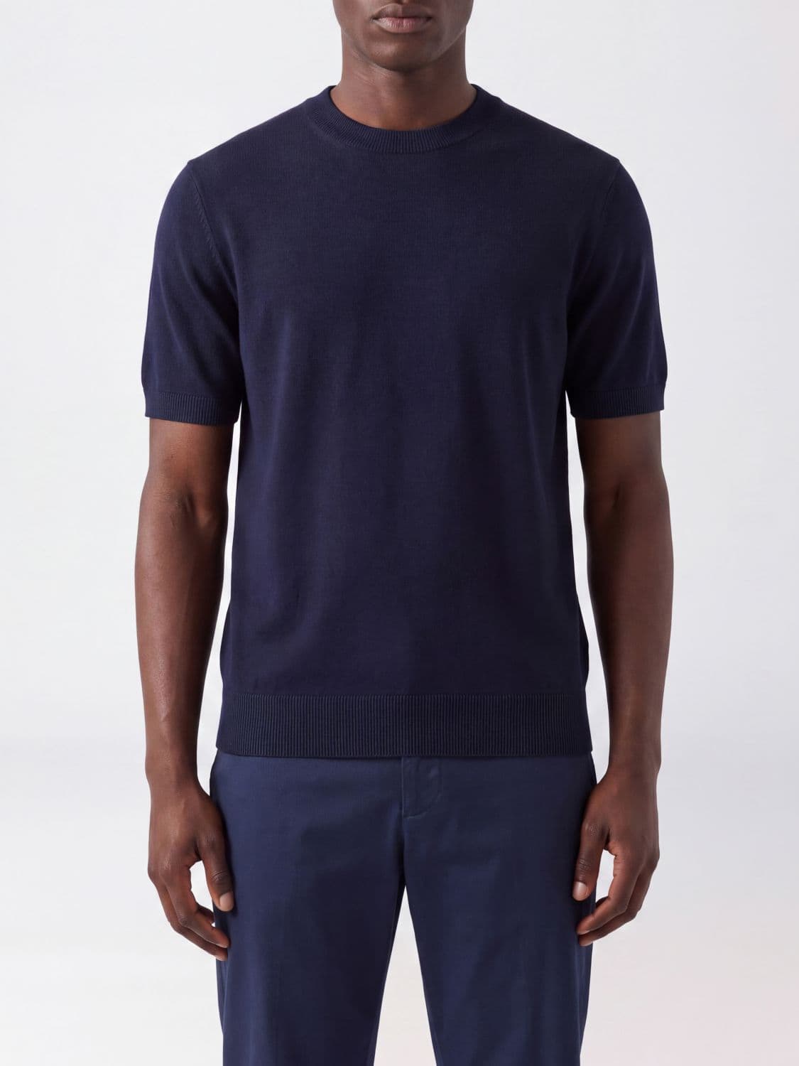 Boss Short-Sleeved Crew-Neck Jumper in Pure Virgin Wool
