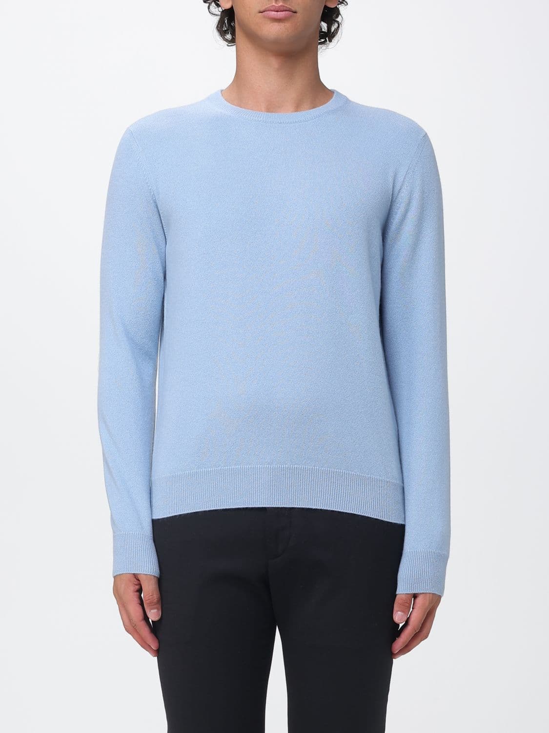 Malo Pure Cashmere Crewneck Jumper with Ribbed Trims