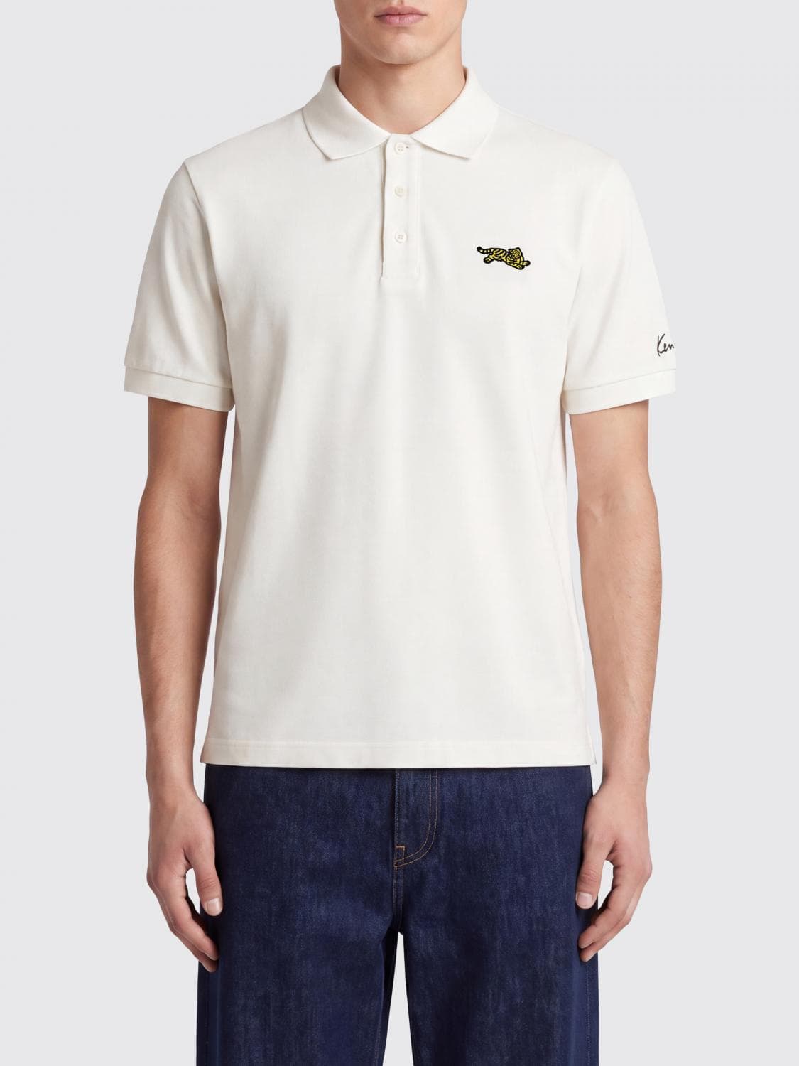 Kenzo Logo Patch Short-Sleeved Cotton Polo Shirt