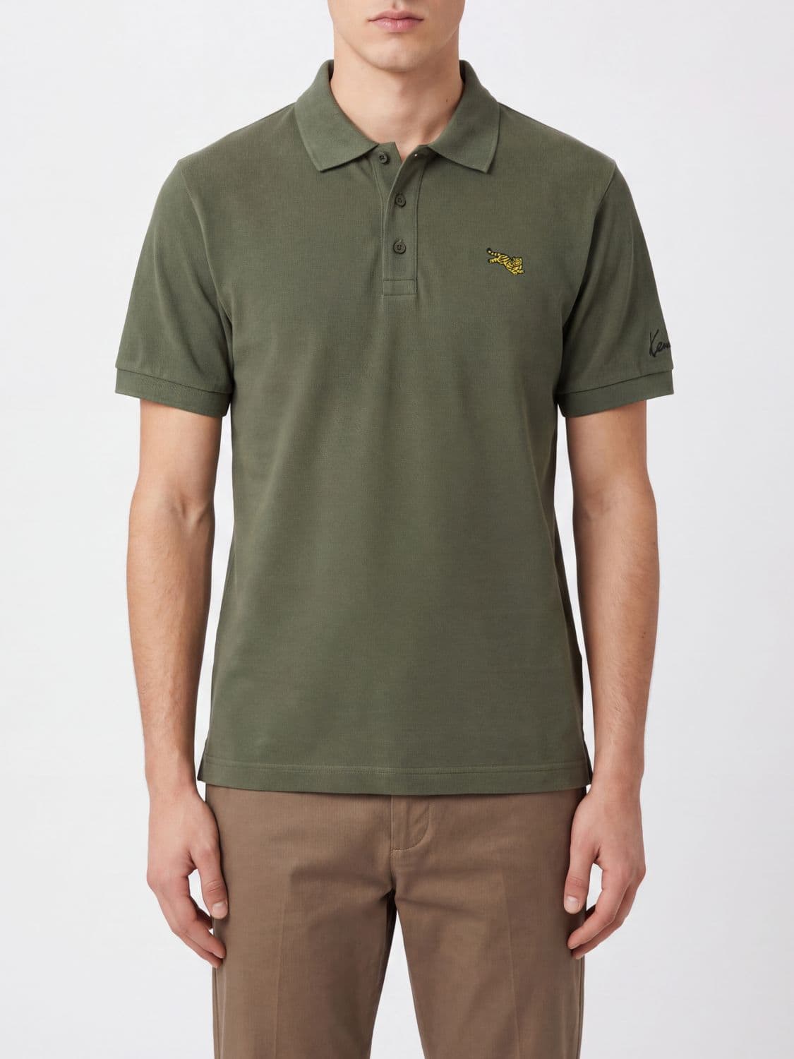 Kenzo Logo Patch Short-Sleeved Cotton Polo Shirt