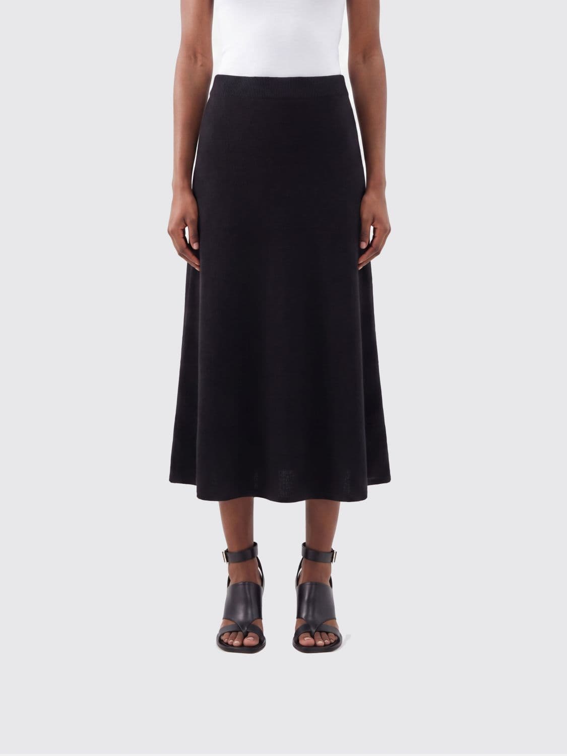 Lisa Yang Knit Cashmere Midi Skirt with an Elasticated High Waist