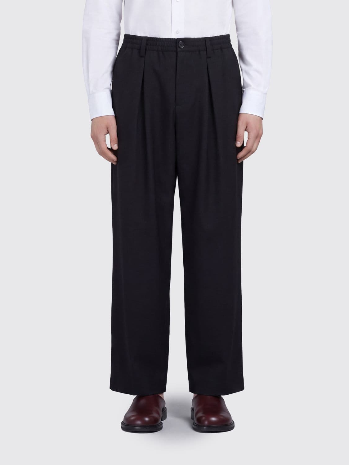 Marni Wide-Leg Virgin Wool Pleated Trousers