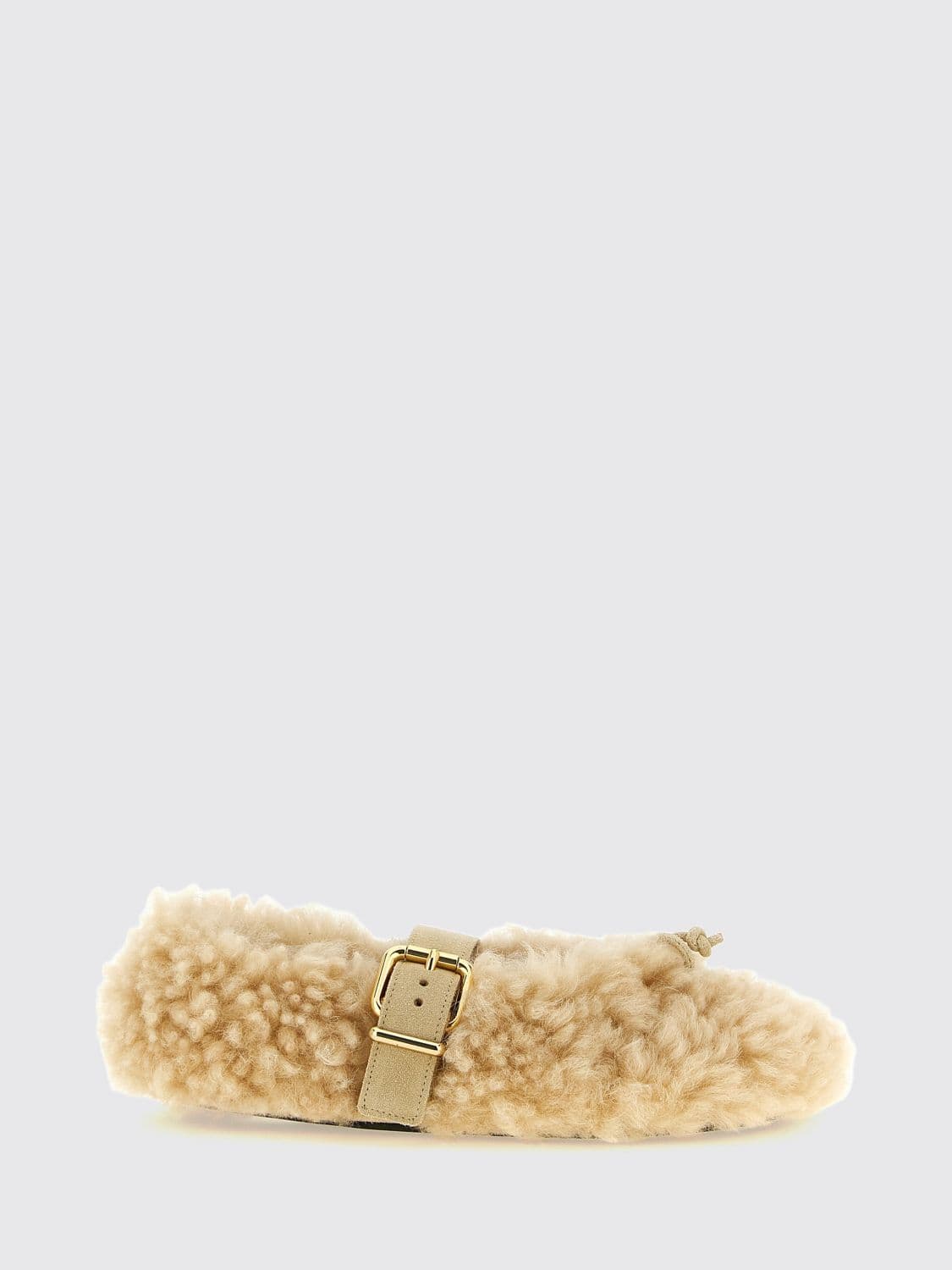 Marni Shearling Mary Jane Ballerina Flats with Adjustable Strap