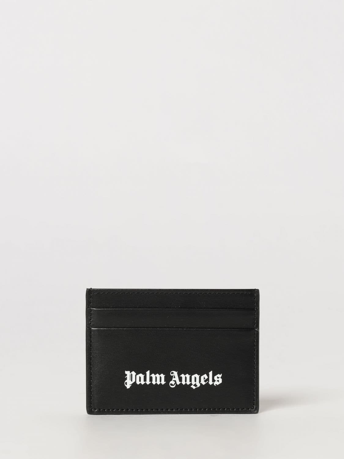 Palm Angels Flat Leather Card Holder with Printed Logo and Five Slots · OS