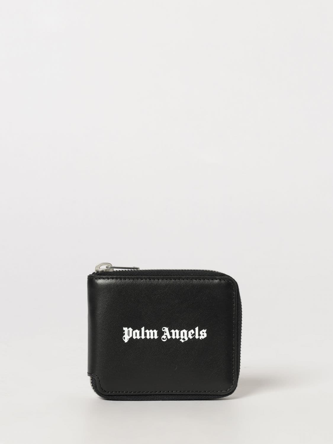 Palm Angels Bifold Zip-Around Wallet in Smooth Leather with Logo