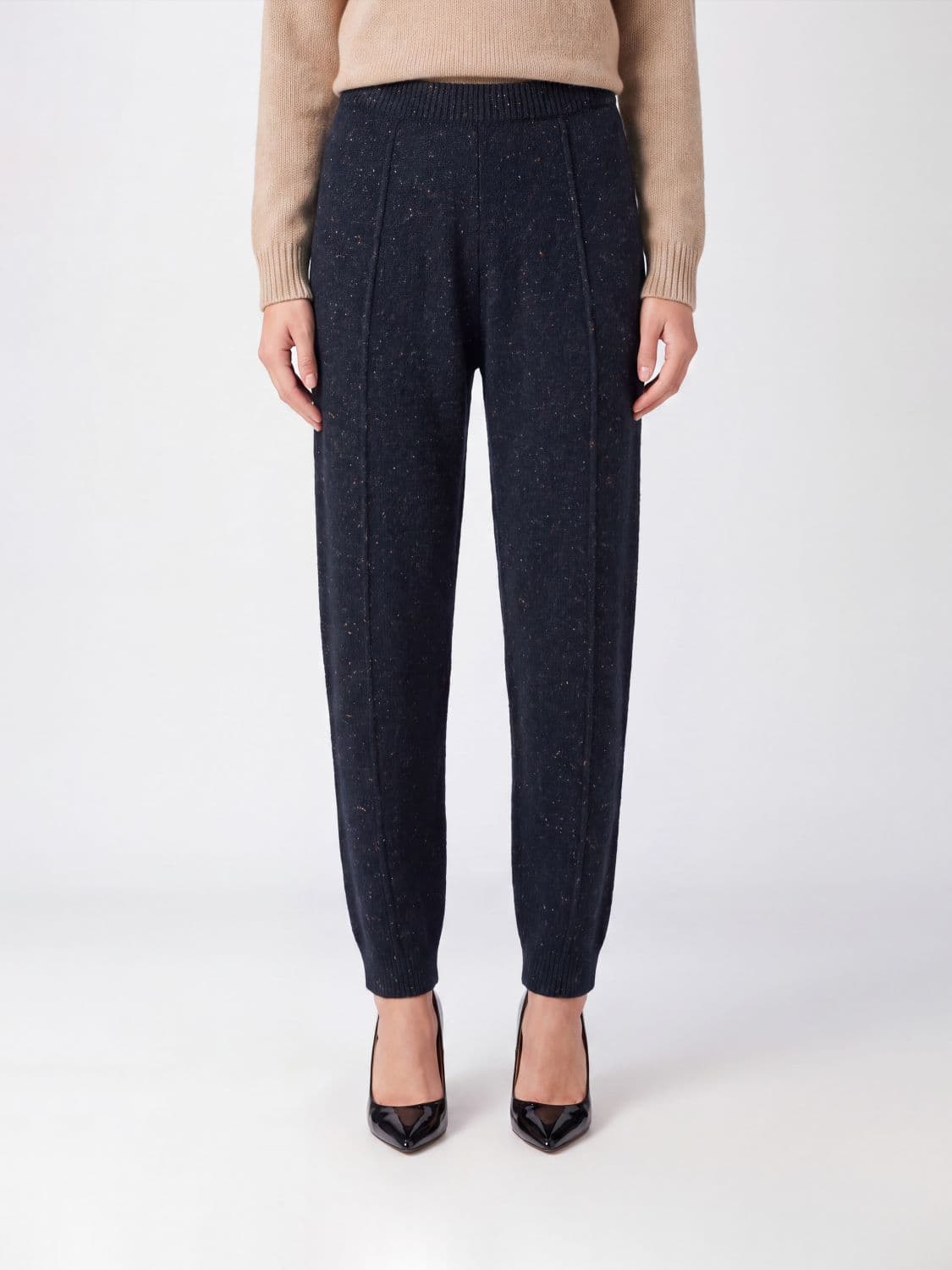 Fabiana Filippi High-Waisted Straight-Leg Knit Trousers in Wool Blend