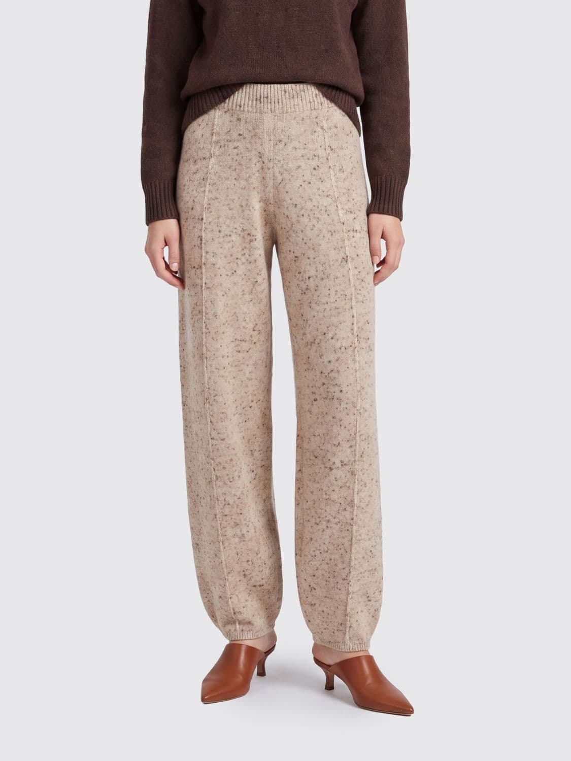 Fabiana Filippi High-Waisted Straight-Leg Knit Trousers in Wool Blend