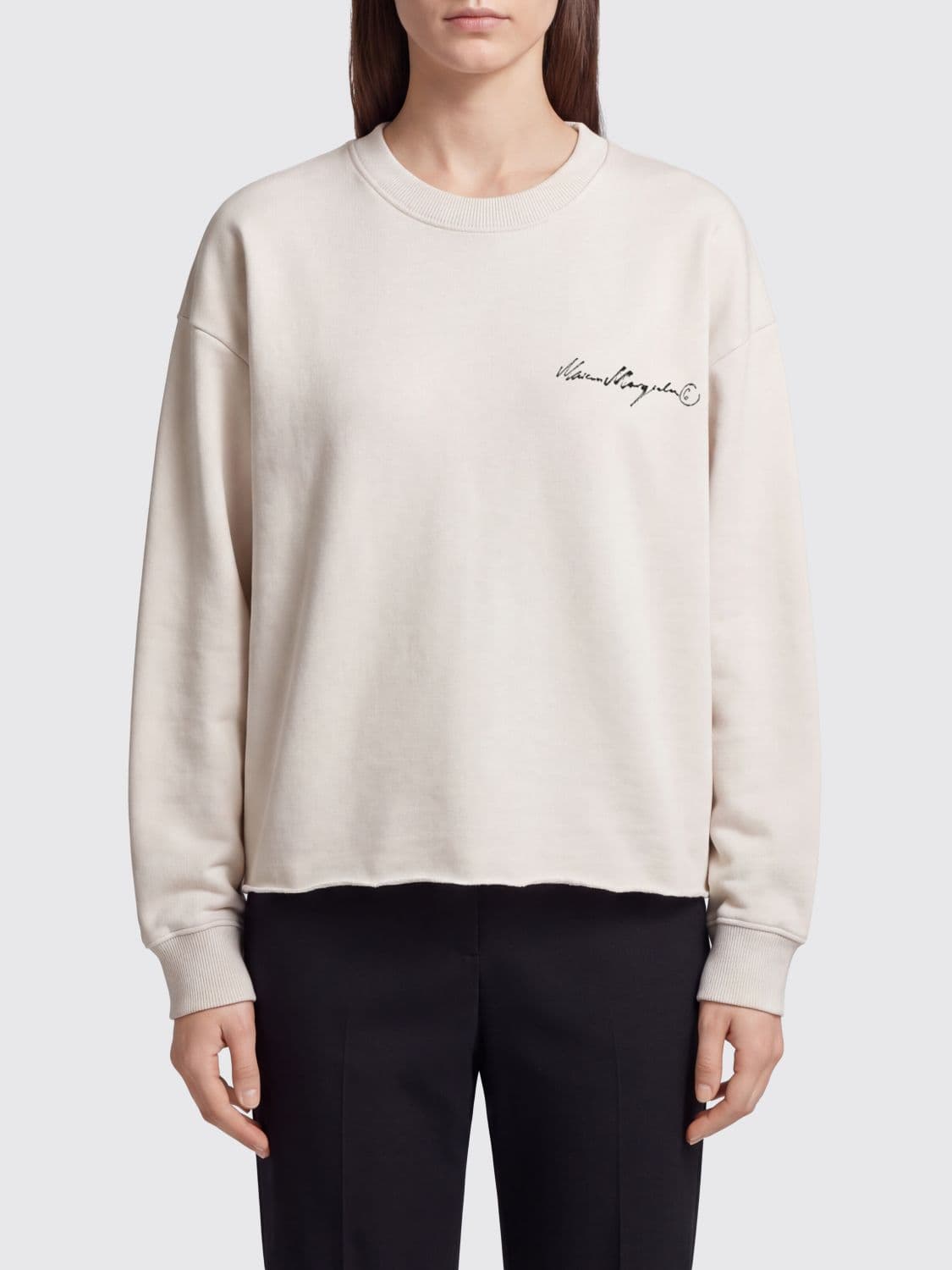 Mm6 Maison Margiela Crew Neck Cotton Sweatshirt with Contrast Logo