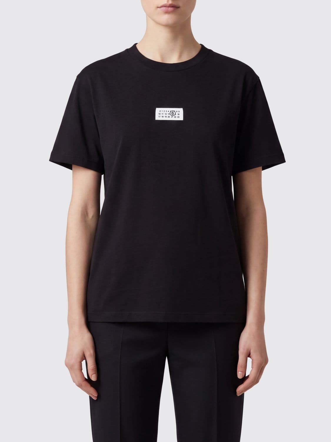 Mm6 Maison Margiela Crewneck Cotton T-shirt with Numeric Logo Print
