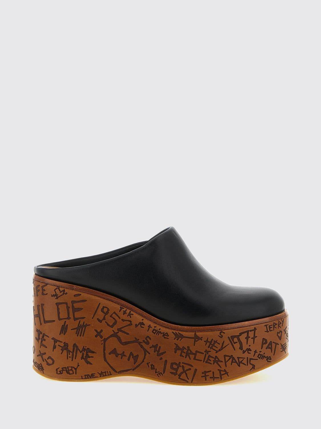 Chloé Maxime High-Heeled Mules in Smooth Calfskin Leather with Round Toe