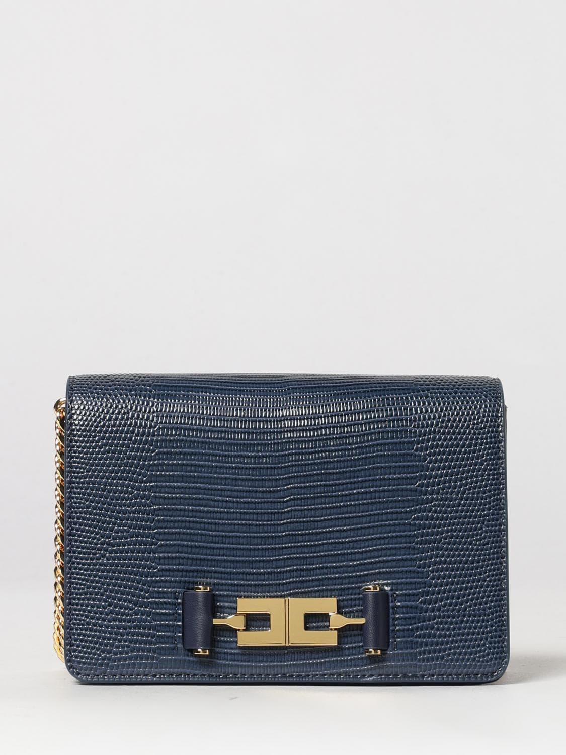 Elisabetta Franchi Monogram Mini Crossbody Bag with Metallic Logo