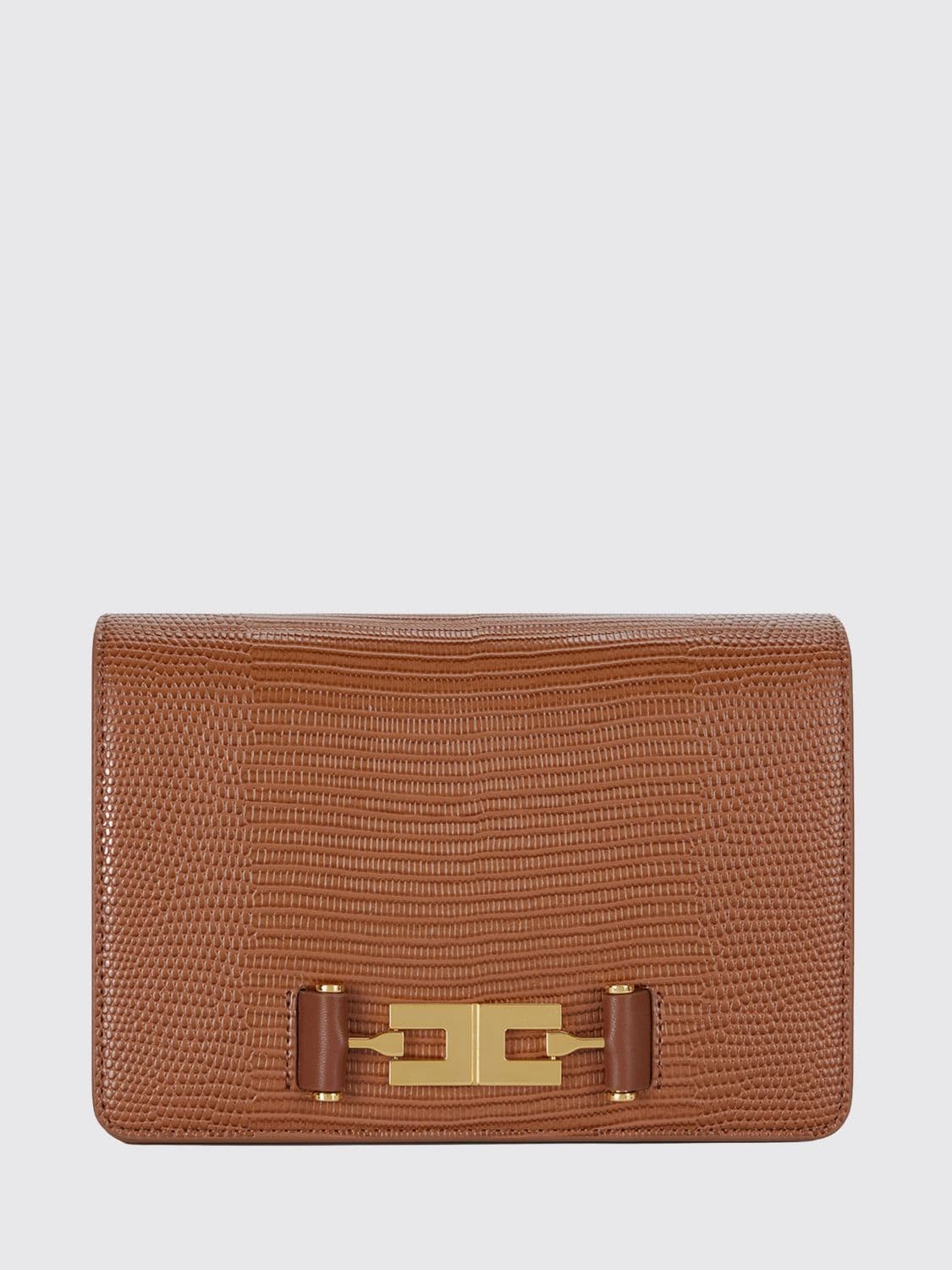 Elisabetta Franchi Monogram Mini Crossbody Bag with Metallic Logo