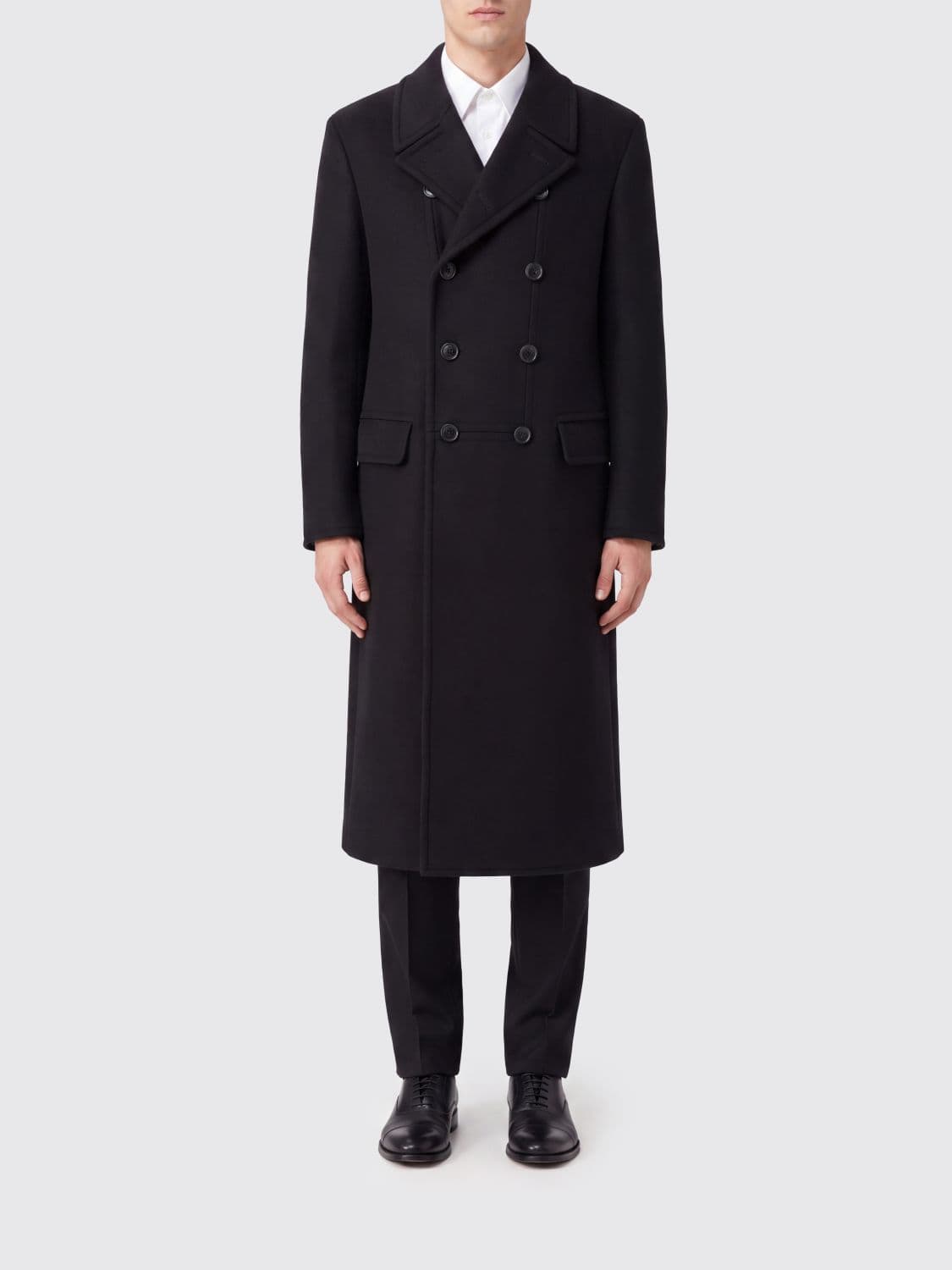 Tom Ford Double-Breasted Virgin Wool and Cashmere Blend Coat with Peak Lapels · 50