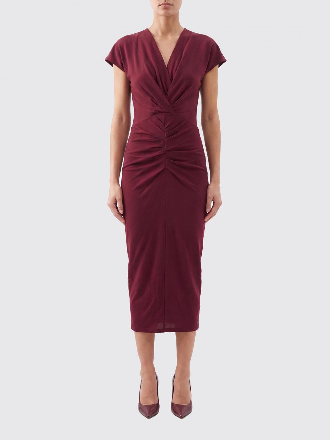Isabel Marant Draped V-Neck Viscose Midi Sheath Dress